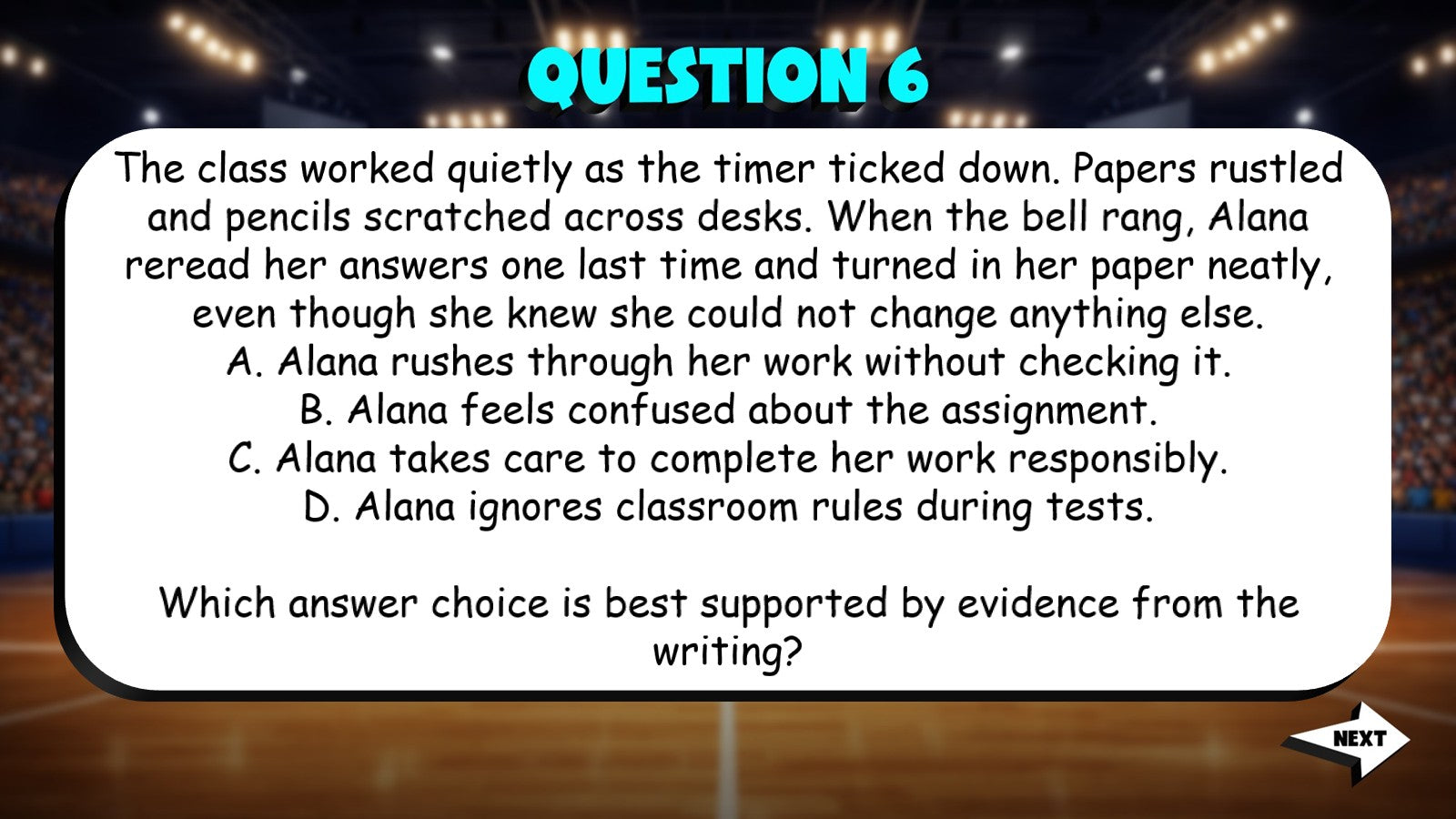 Identify the Strongest Answer from Text TRASHKETBALL ELA Game - No Prep Grade 5
