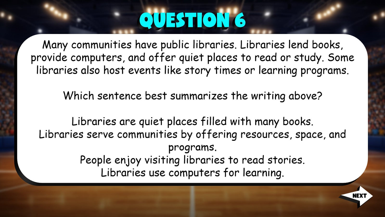 Select the Best Summary Sentence TRASHKETBALL ELA Game - No Prep Grade 4 Review
