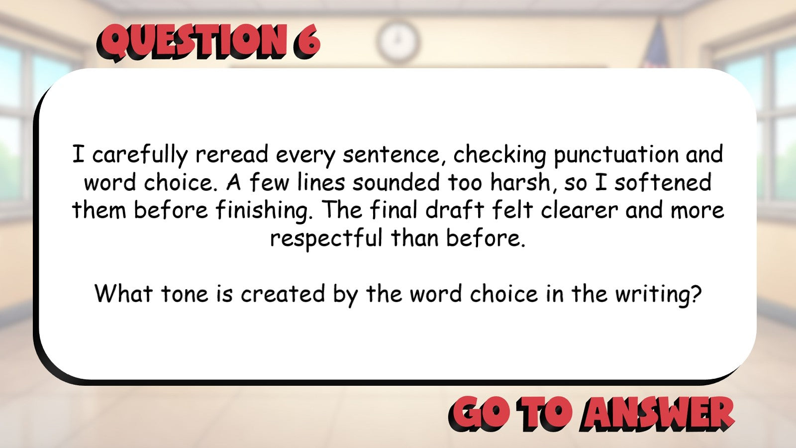 Identify Tone in Writing BIG TERRIBLE GAME - No Prep Grade 5 ELA Review Activity