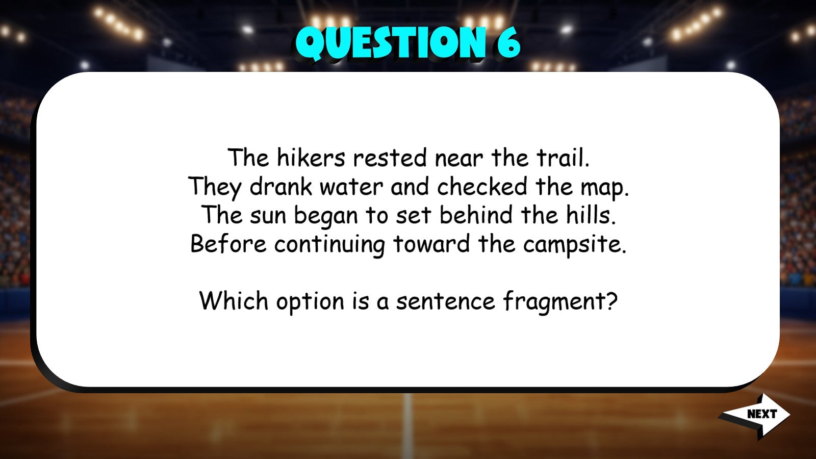 Identify Sentence Fragments TRASHKETBALL ELA Game - No Prep Grade 6 Review