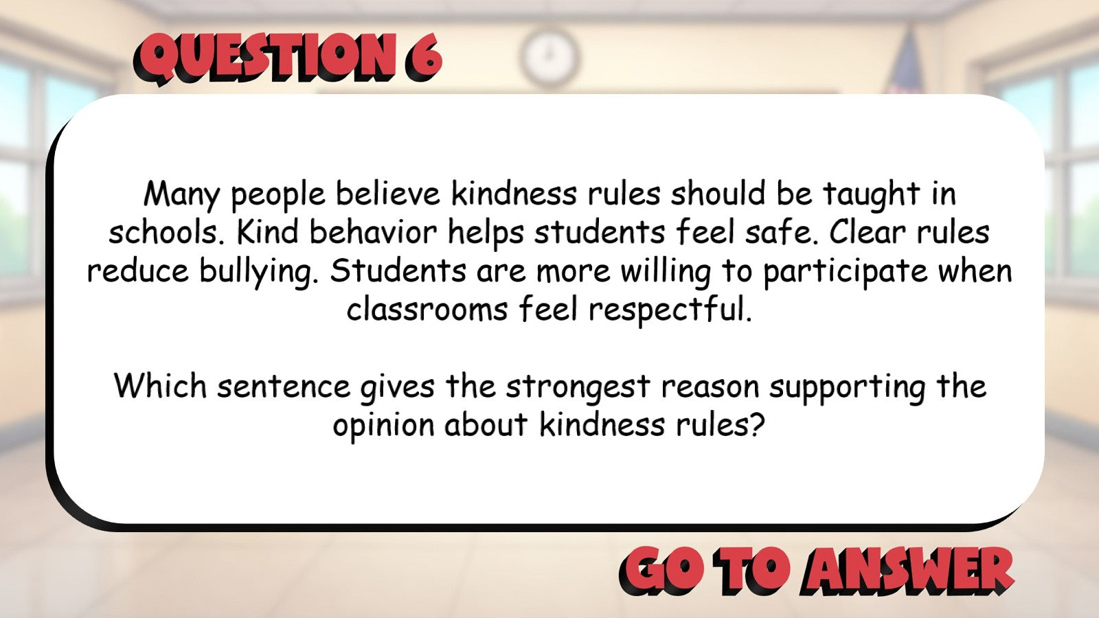 Identify Reasons That Support an Opinion BIG TERRIBLE GAME - Grade 4 ELA Review