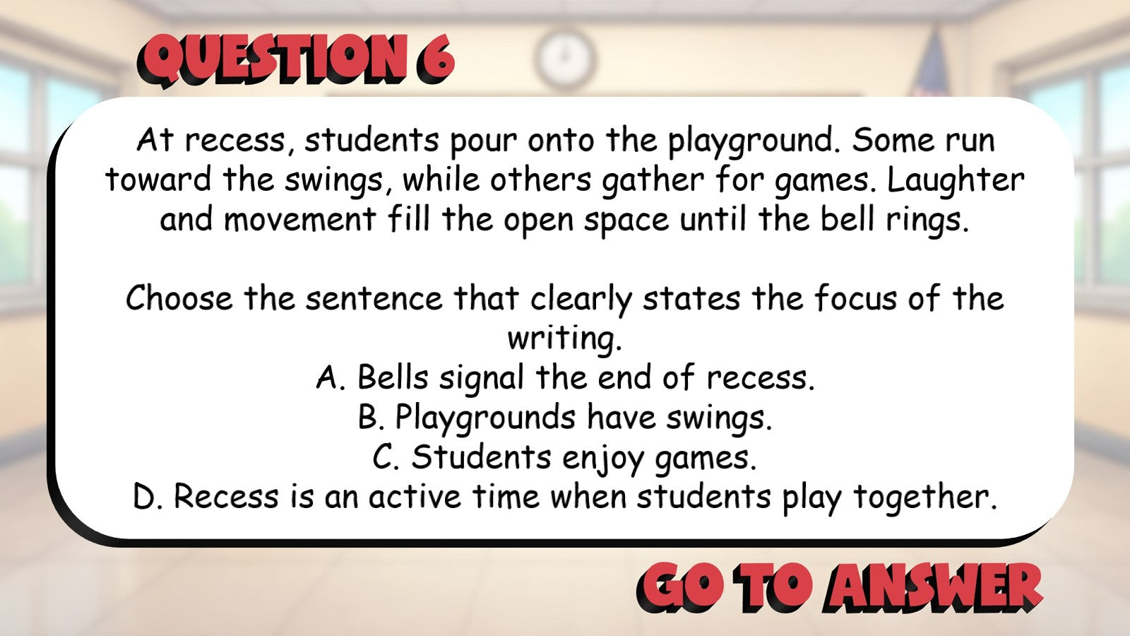 Identify Clear Topic Sentences BIG TERRIBLE GAME - No Prep Grade 4 ELA Review
