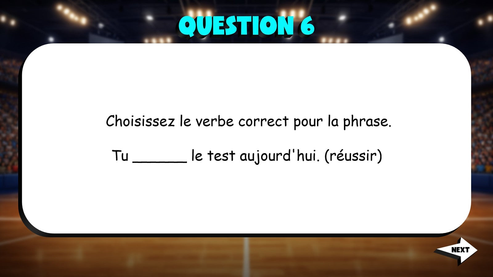 Fill In The Verb - Grades & Performance TRASHKETBALL French Game - No Prep