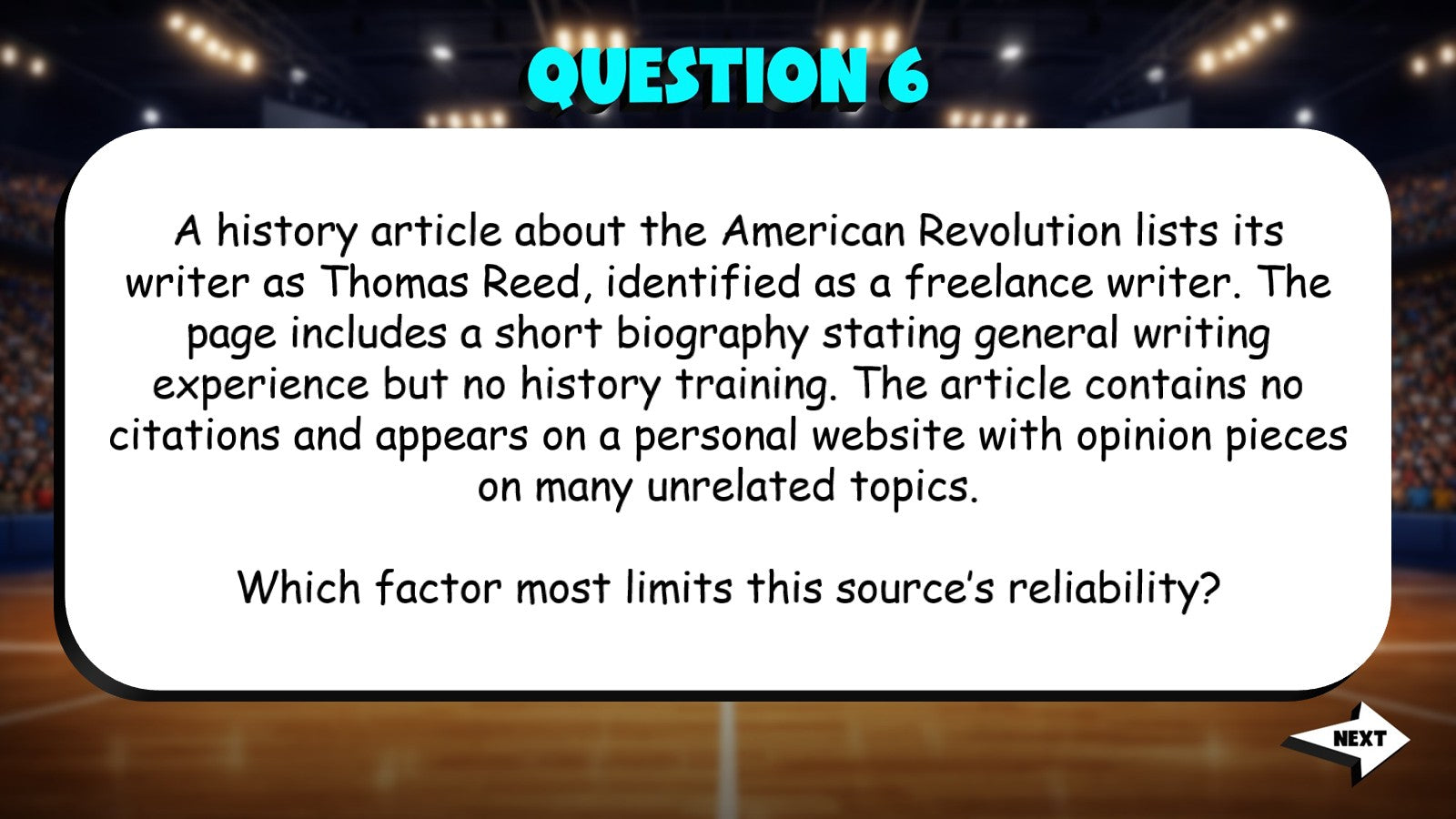 Identify Credible Sources TRASHKETBALL ELA Game - No Prep Grade 6 Review