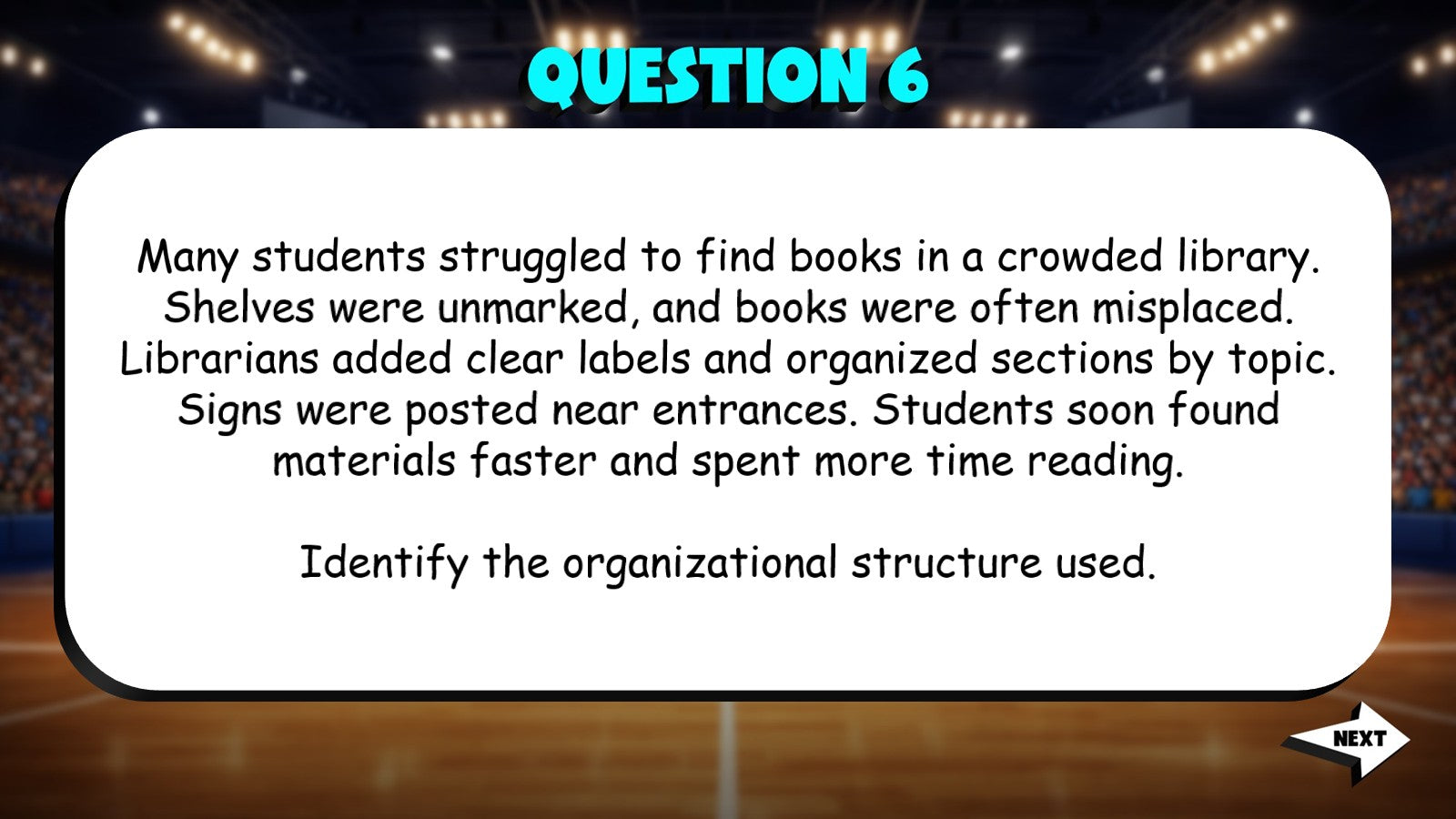 Analyze Text Structure in Informational Texts TRASHKETBALL ELA Game - Grade 6