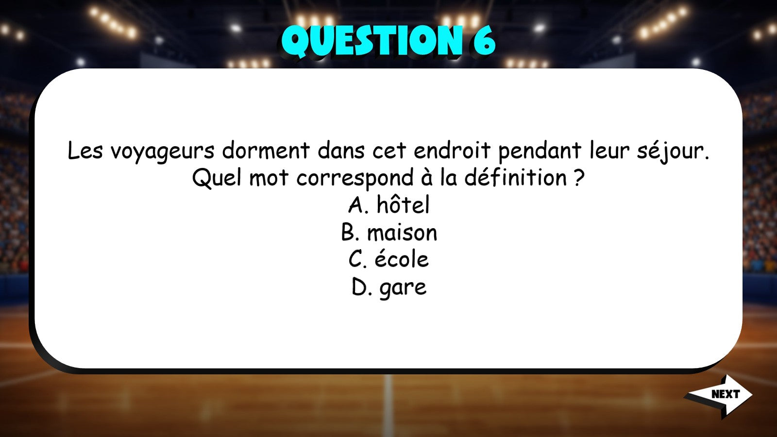 Match the Definition - Buildings & Public Spaces TRASHKETBALL Game - French