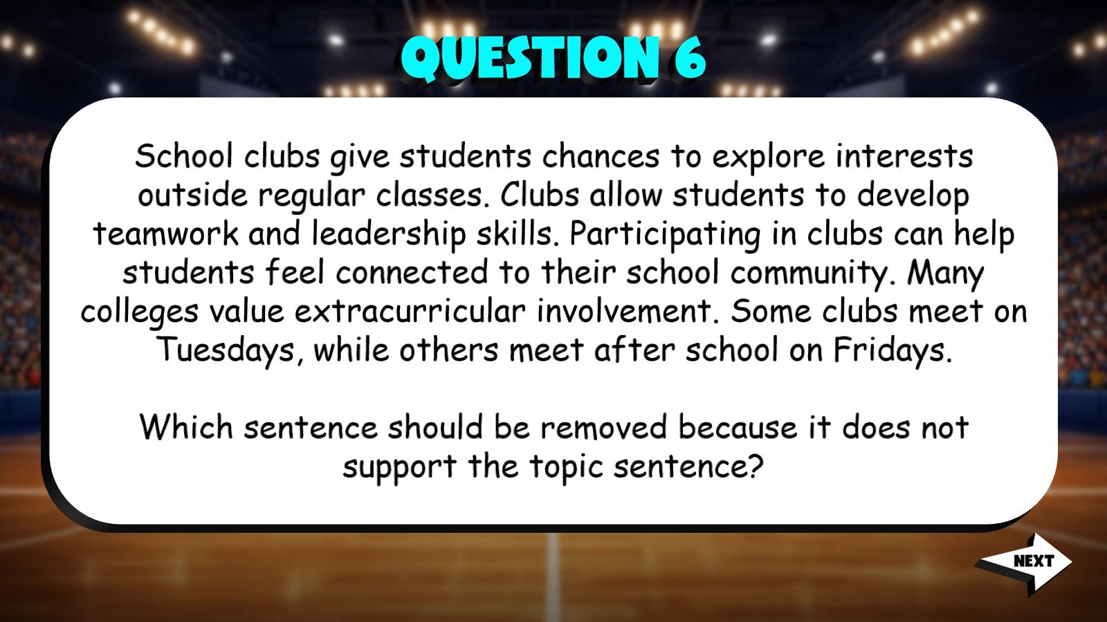 Evaluate Relevance of Supporting Details TRASHKETBALL ELA Game - No Prep Grade 7