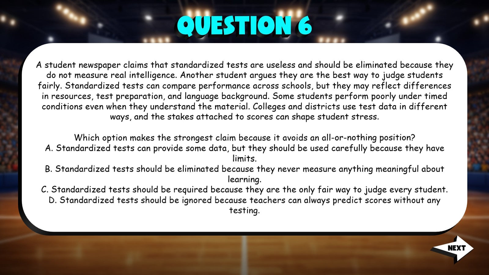 Strong Claims from Oversimplifications TRASHKETBALL ELA Game - No Prep Grade 11