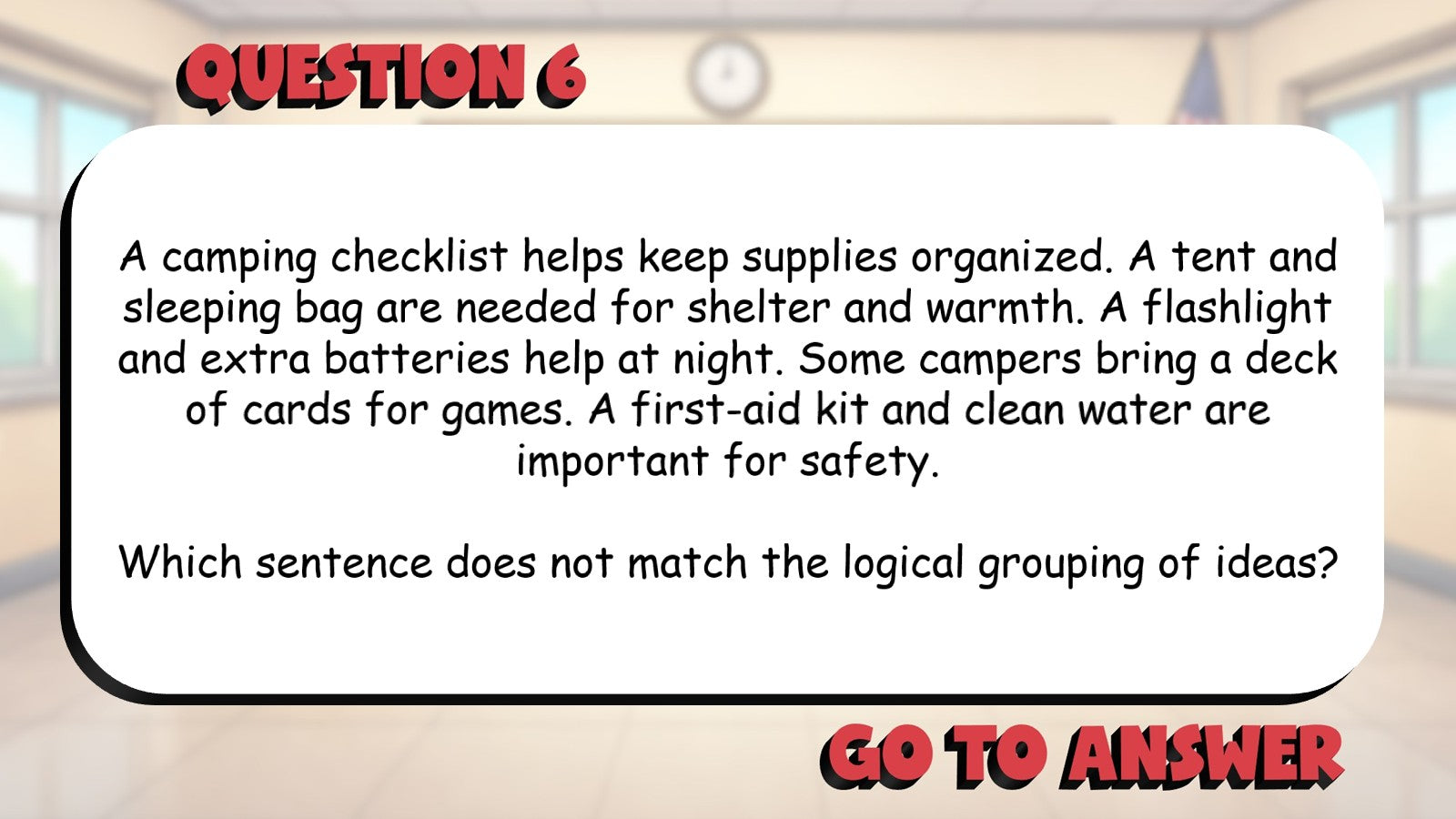 Identify Logical Grouping of Ideas BIG TERRIBLE GAME - Grade 5 ELA Review