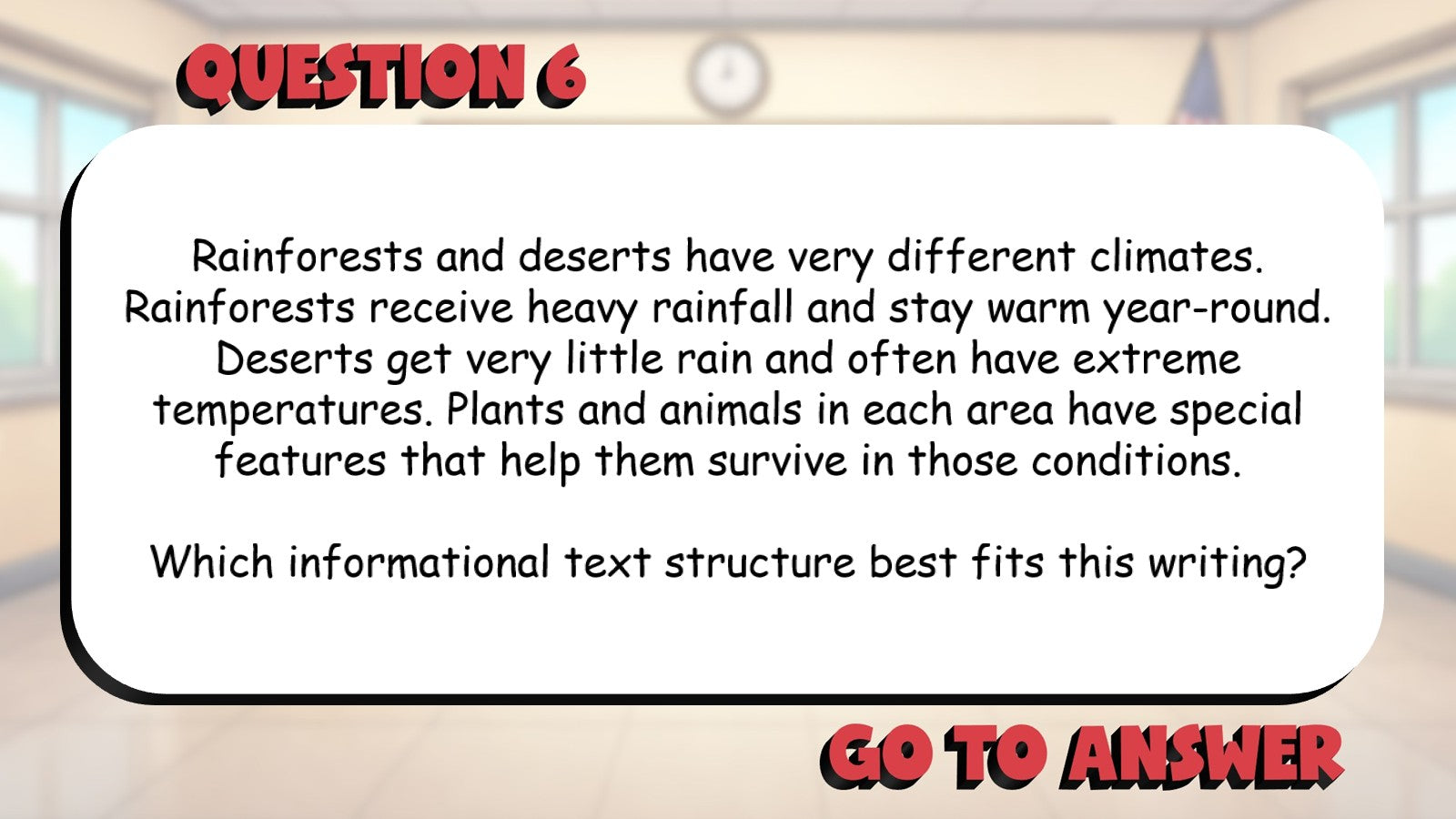 Identify Common Informational Text Structures BIG TERRIBLE GAME - Grade 5 ELA