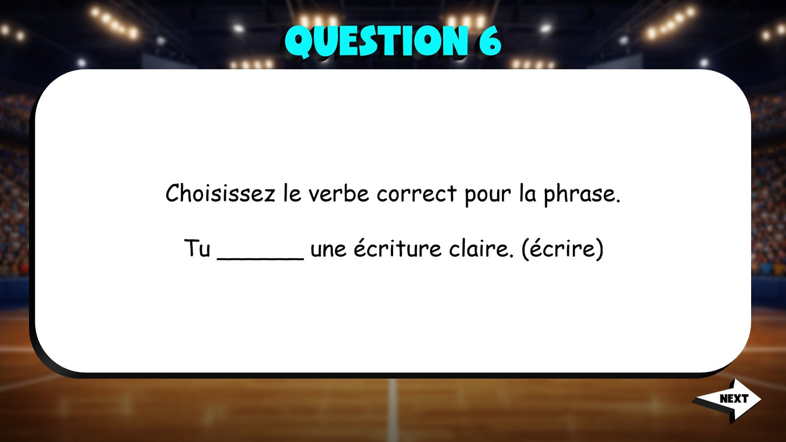 Fill In The Verb - School Subjects & Activities TRASHKETBALL Game - French