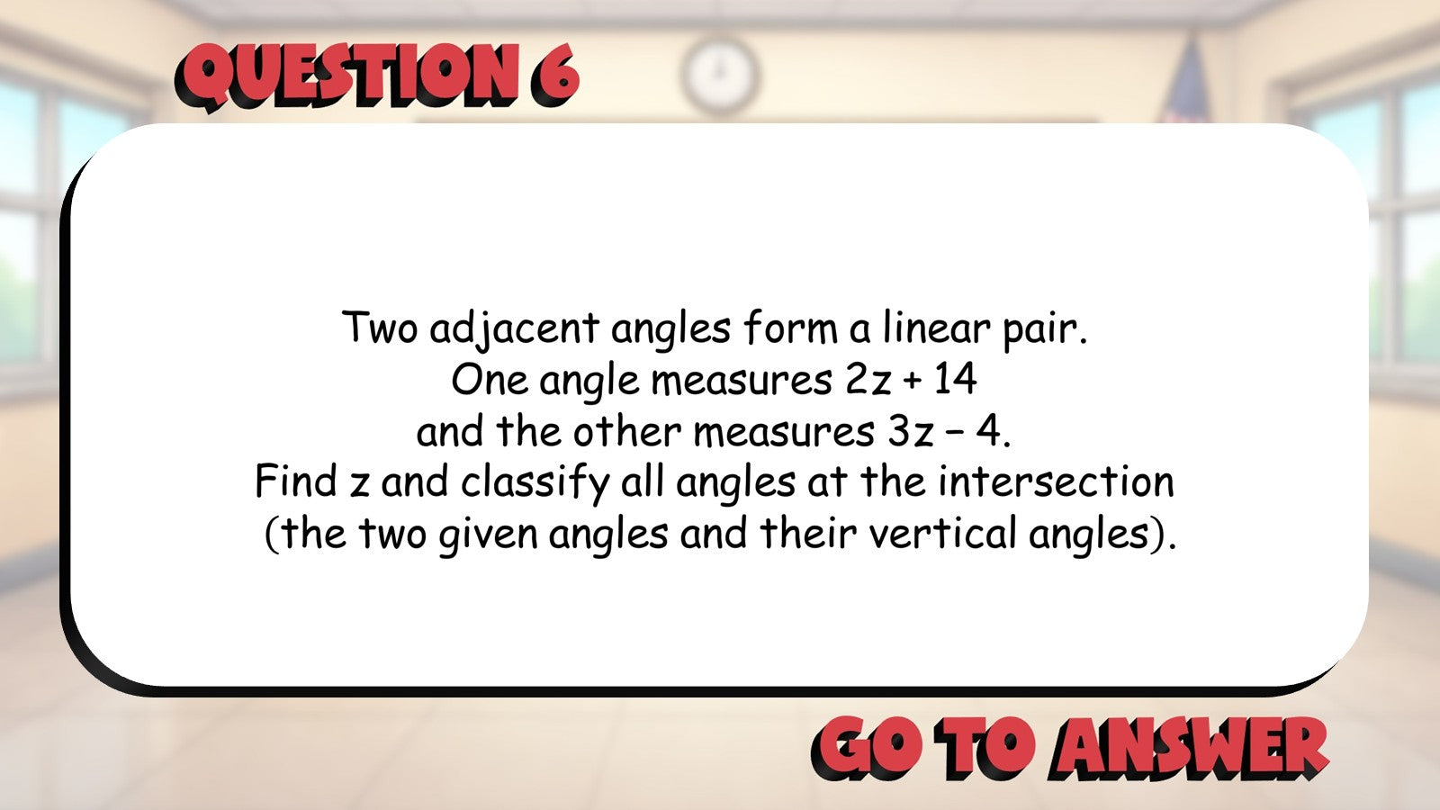 Angle Types BIG TERRIBLE GAME - No Prep Geometry Math Review Activity
