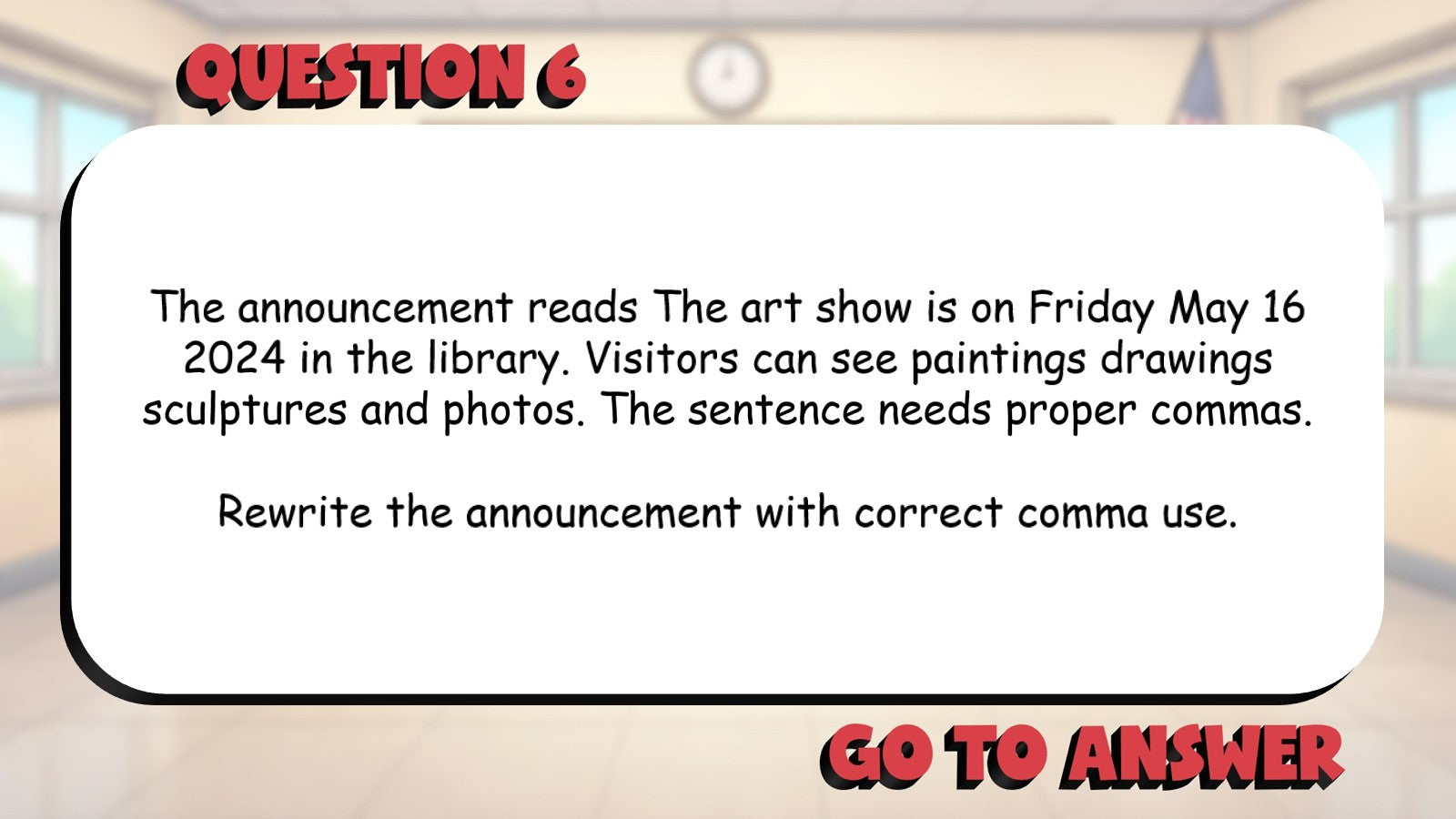 Identify Commas in Dates & Lists BIG TERRIBLE GAME - No Prep Grade 3 ELA Review