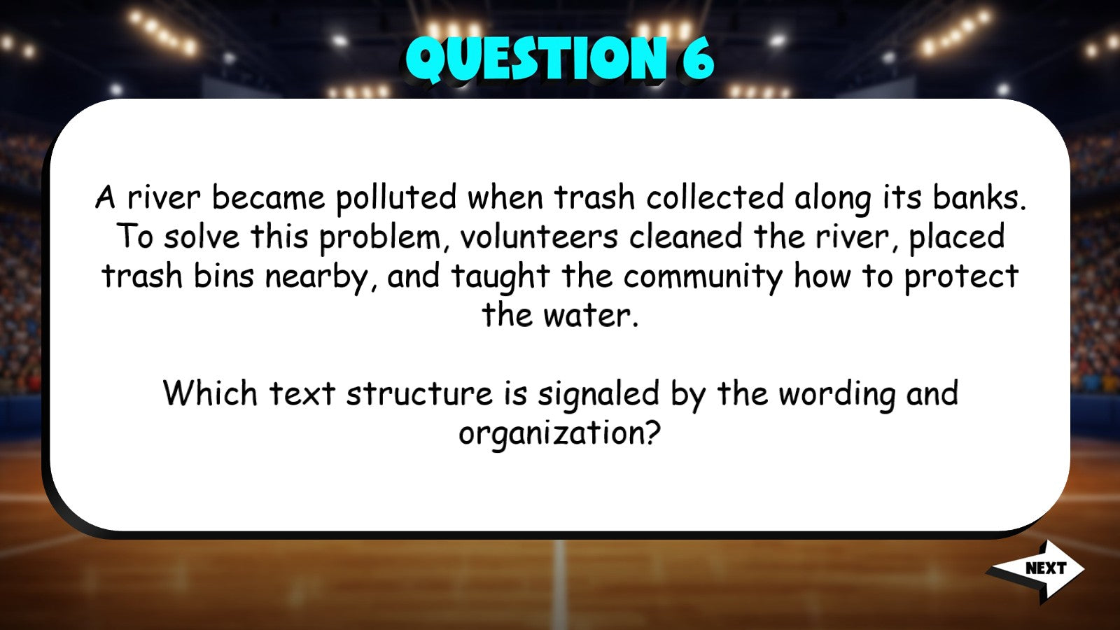 Identify Signal Words That Indicate Structure TRASHKETBALL ELA Game - Grade 4