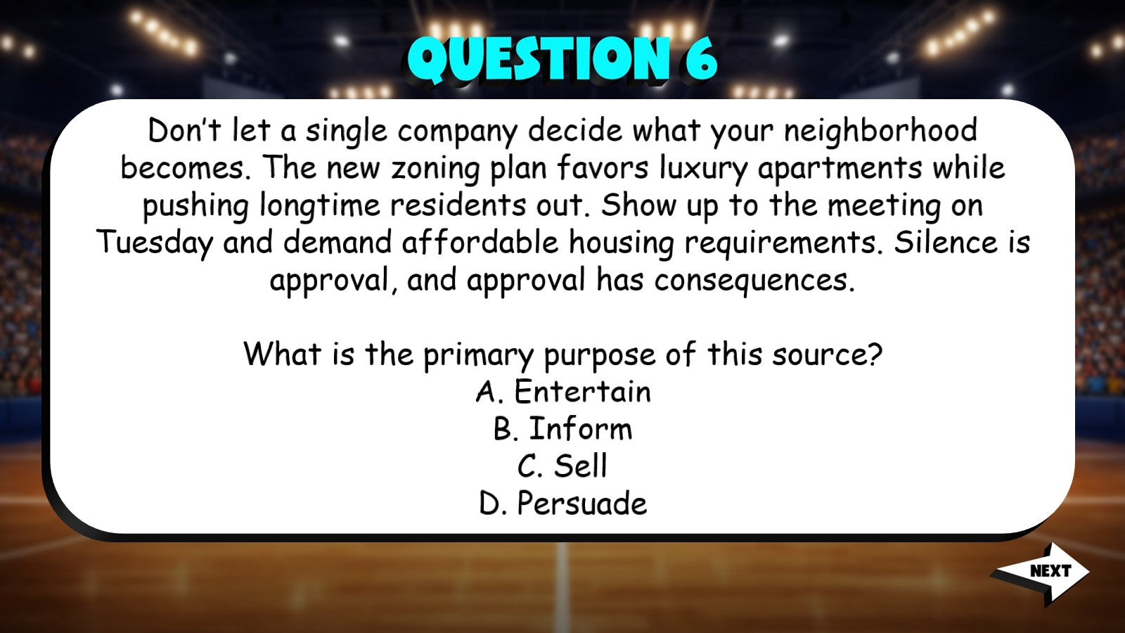 Evaluate Source Purpose & Intended Audience TRASHKETBALL ELA Game - Grade 10