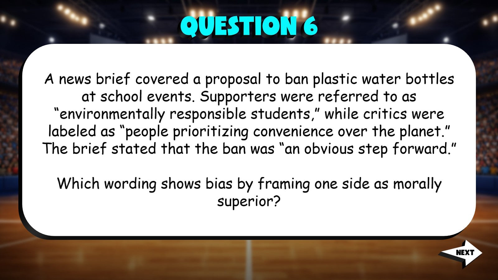 Identify Subtle Bias or Loaded Language TRASHKETBALL ELA Game - No Prep Grade 7