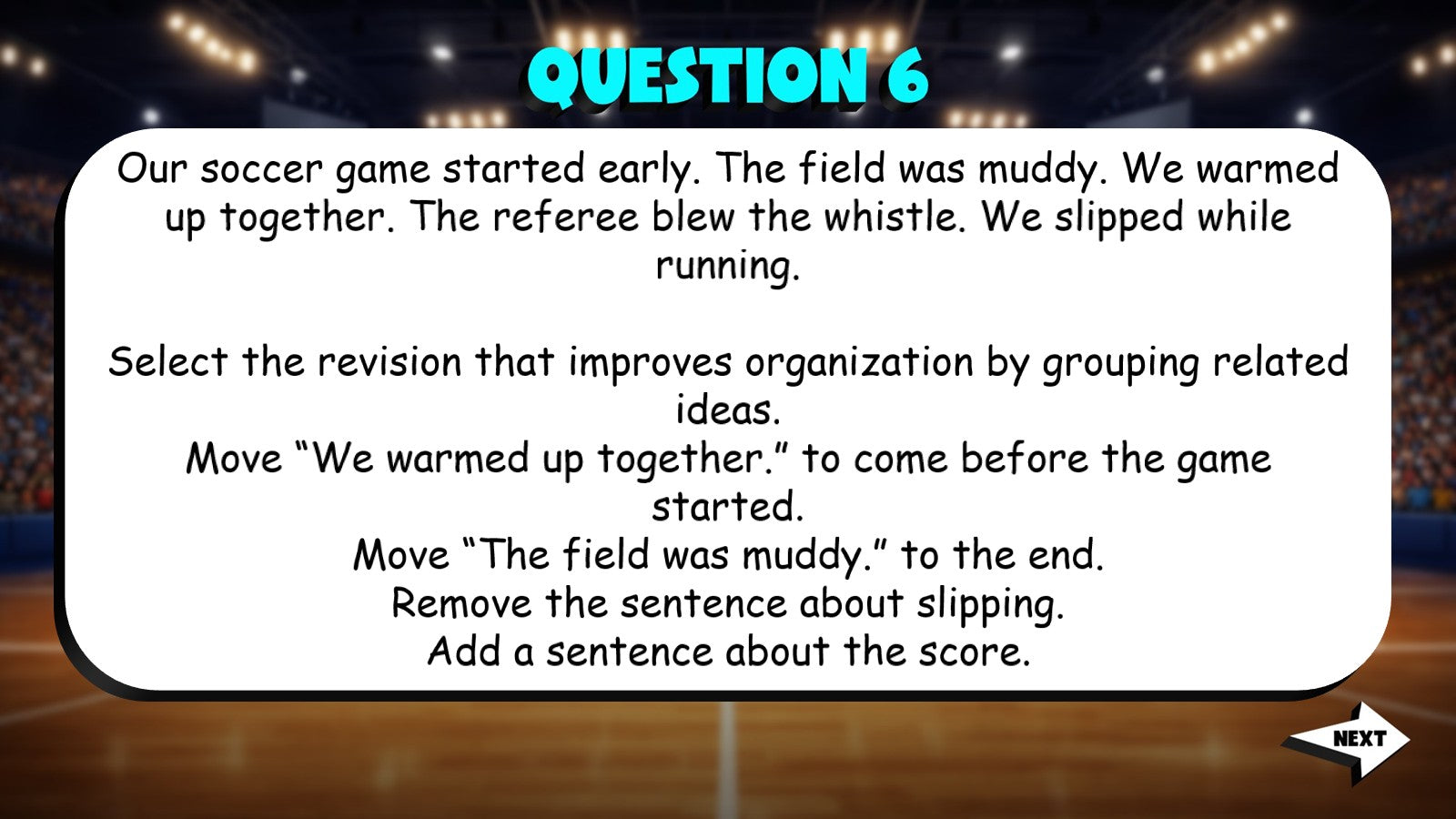Writing for Clarity Organization & Word Choice TRASHKETBALL ELA Game - Grade 4