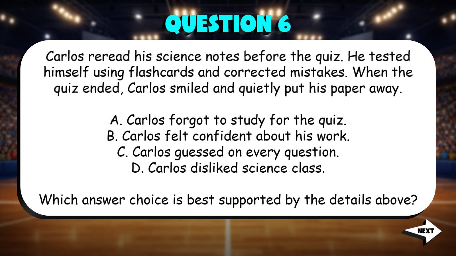 Identify the Best Text Based Answer TRASHKETBALL ELA Game - No Prep Grade 4
