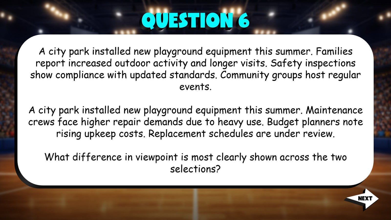 Analyze Differences in Author Perspective TRASHKETBALL ELA Game - Grade 6