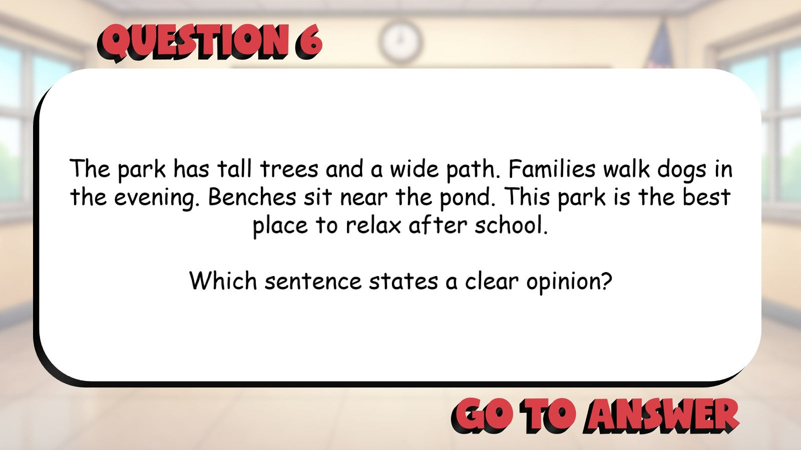Identify Clear Opinion Statements BIG TERRIBLE GAME - No Prep Grade 4 ELA Review
