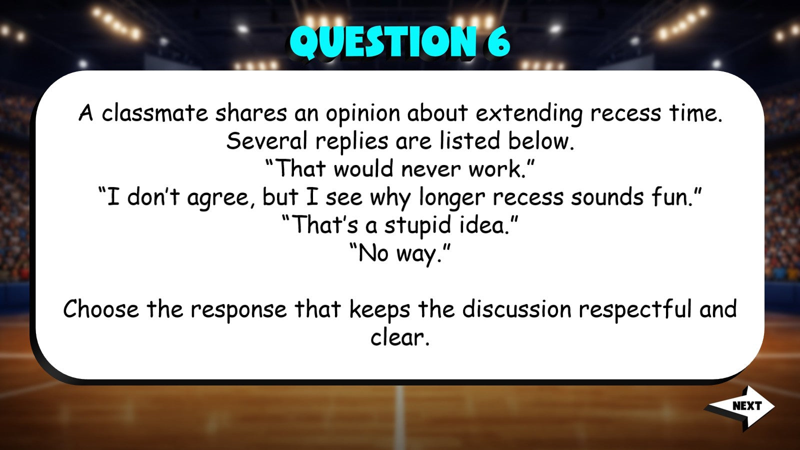 Identify Clear & Respectful Responses TRASHKETBALL ELA Game - No Prep Grade 6