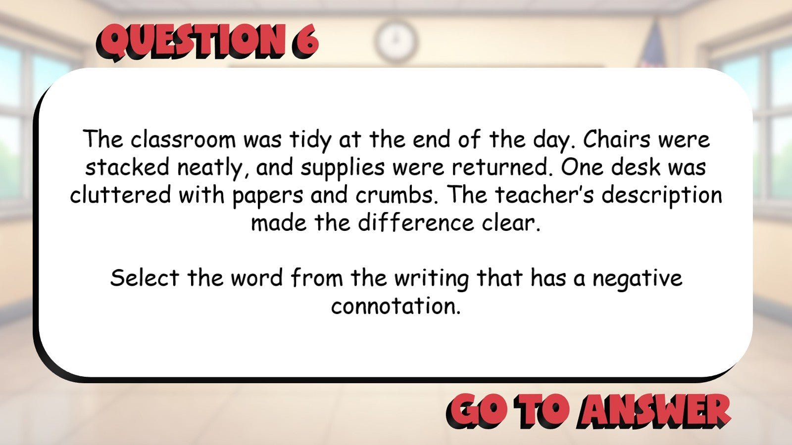 Identify Positive & Negative Connotations BIG TERRIBLE GAME - Grade 5 ELA Review