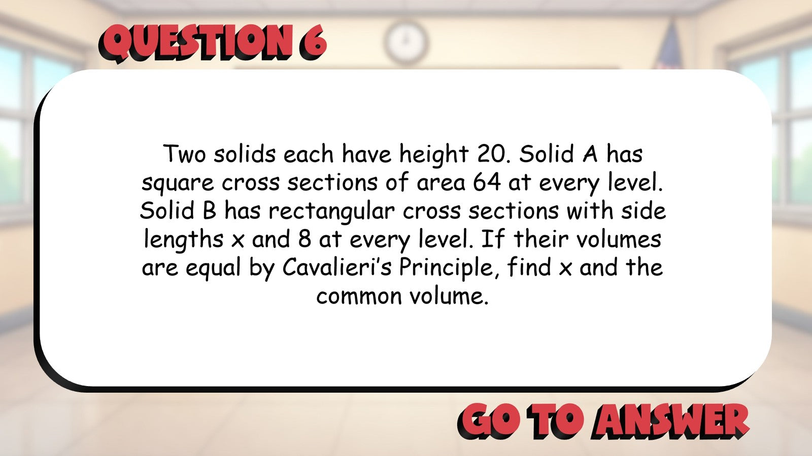 Cavalieri's Principle BIG TERRIBLE GAME - No Prep Geometry Math Review Activity