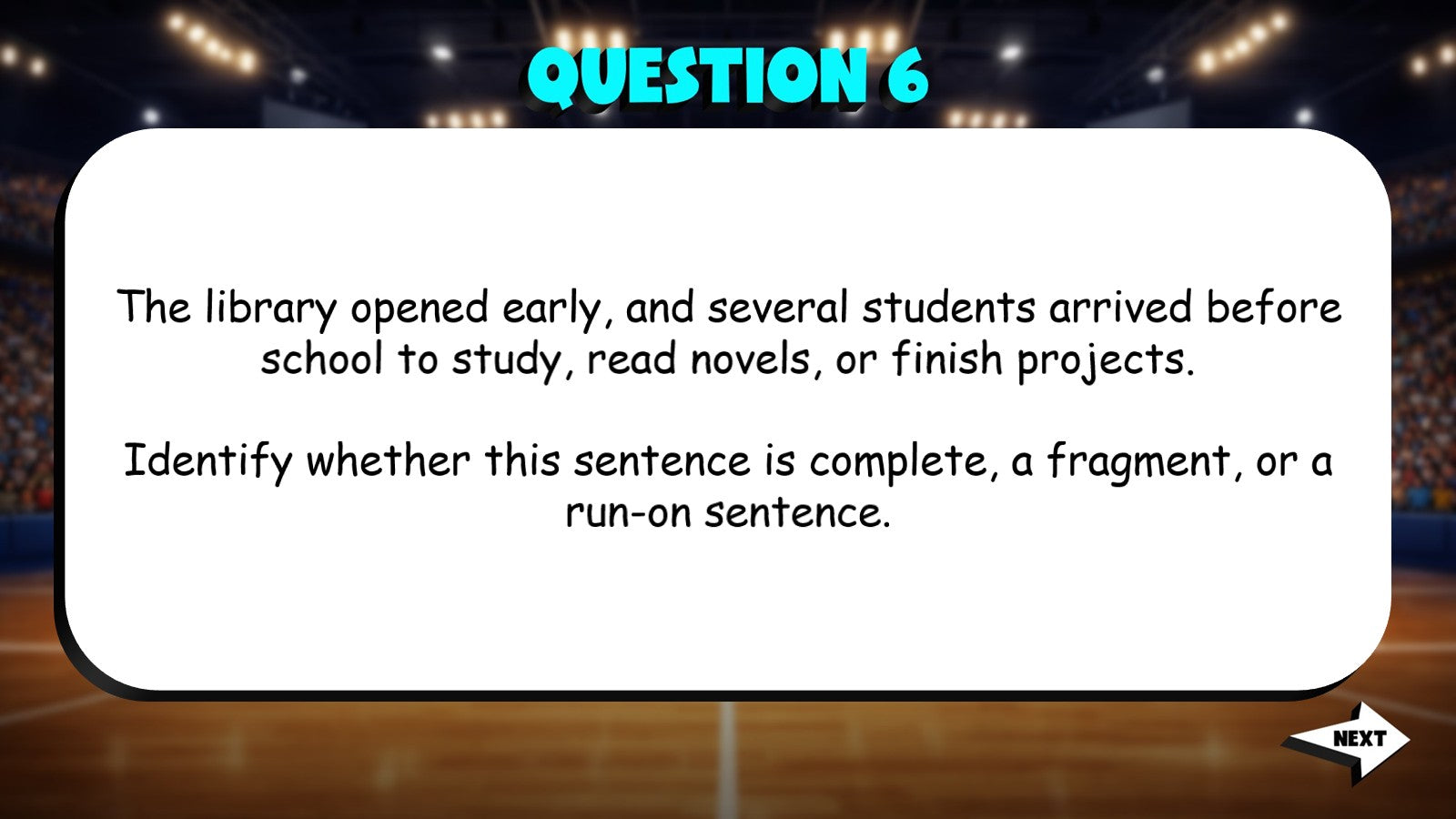 Identify Complete & Incomplete Sentences TRASHKETBALL ELA Game - No Prep Grade 6