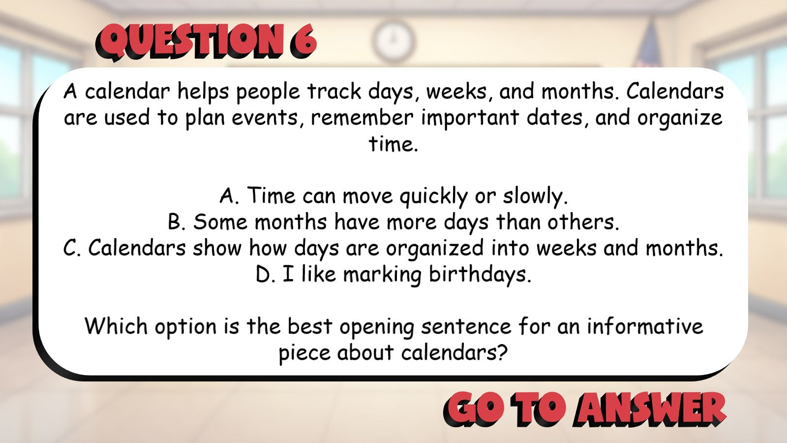 Identify Clear Introductions & Topic Focus BIG TERRIBLE GAME - Grade 5 ELA