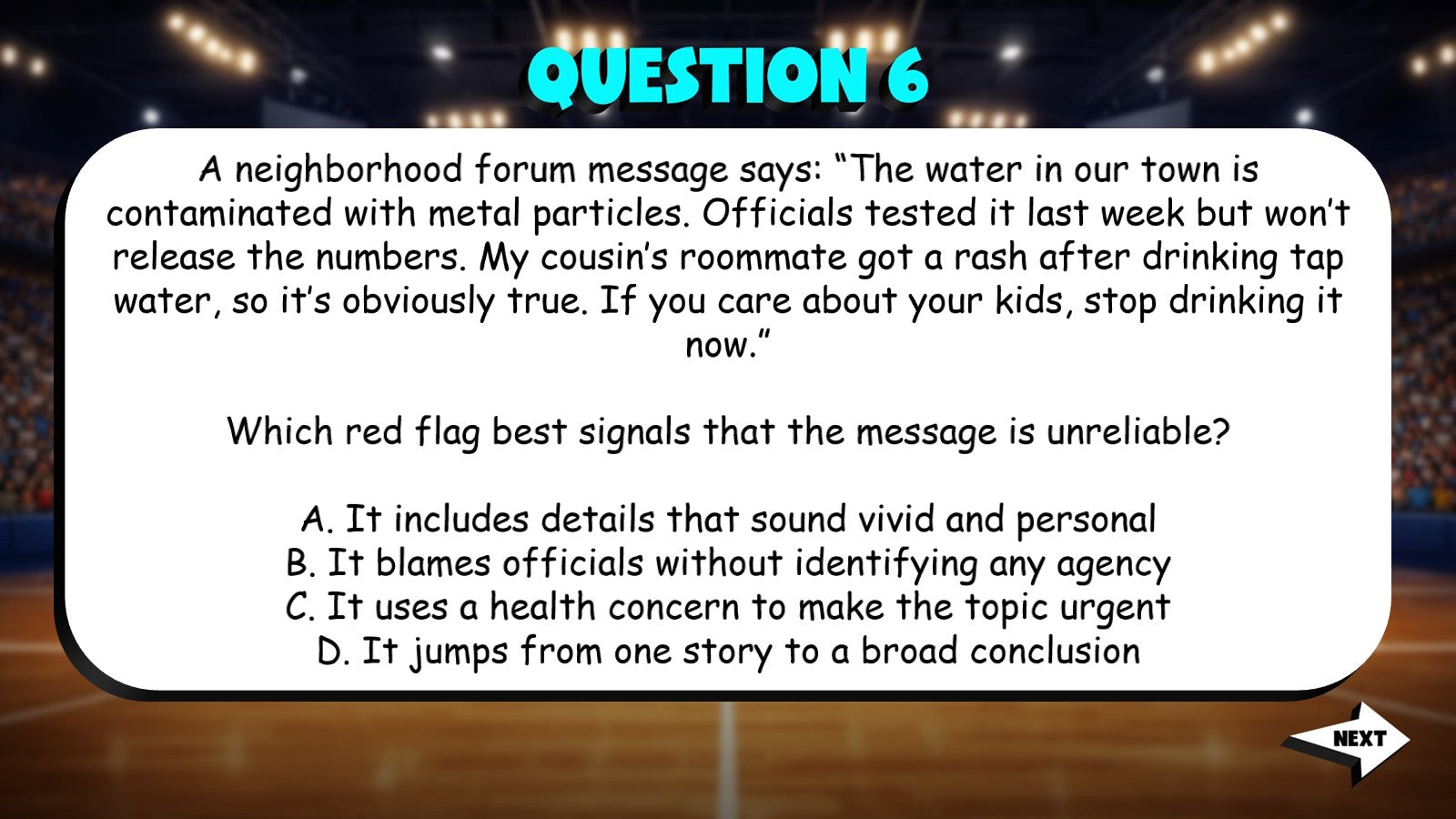 Evaluate Red Flags for Misinformation TRASHKETBALL ELA Game - No Prep Grade 10
