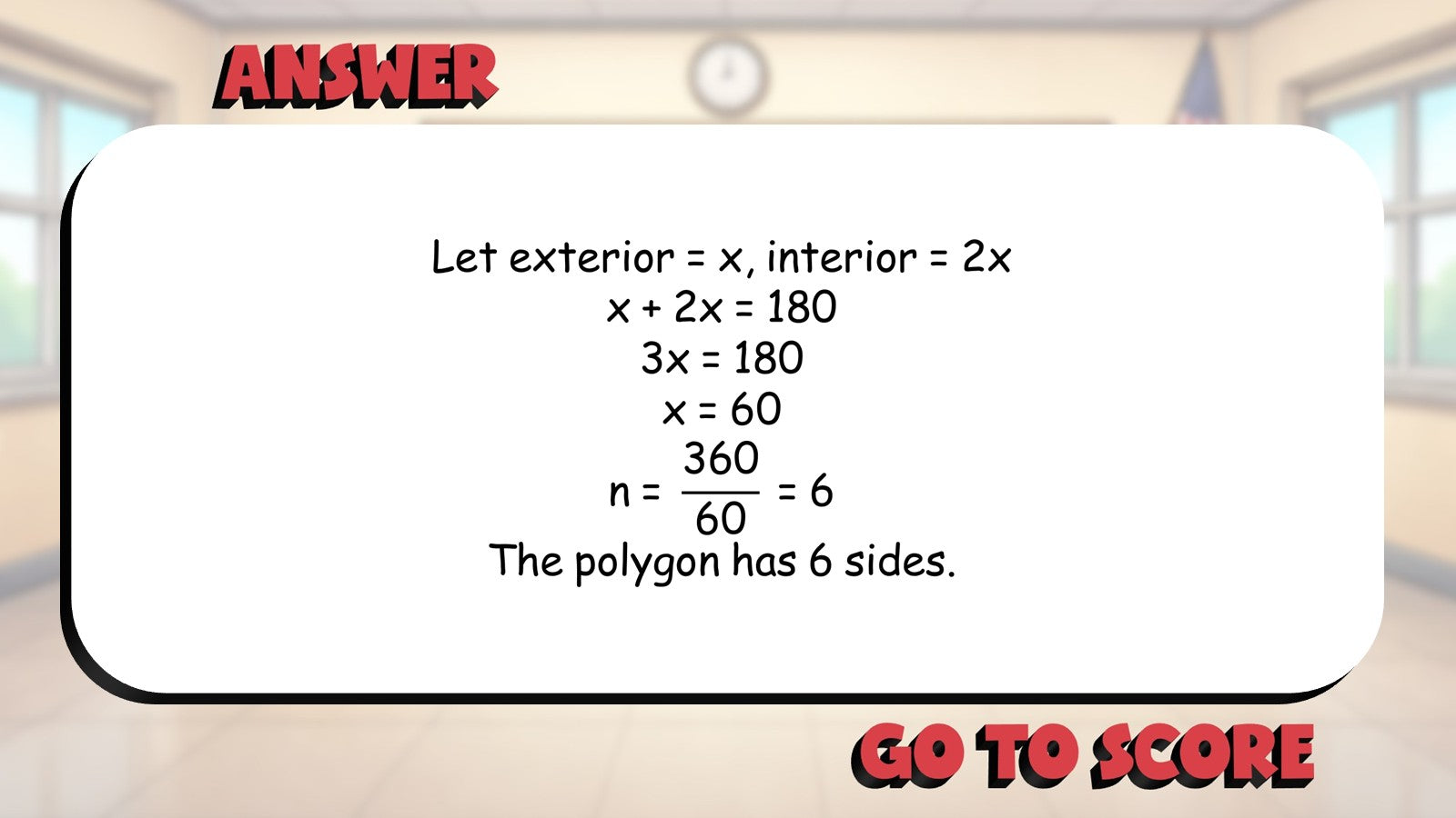Exterior Angle Sum BIG TERRIBLE GAME - No Prep Geometry Math Review Activity