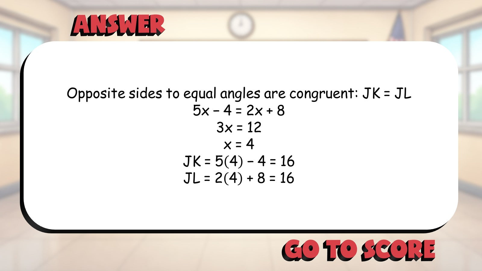 Converse of Isosceles Triangle Theorem BIG TERRIBLE GAME - Geometry Math Review
