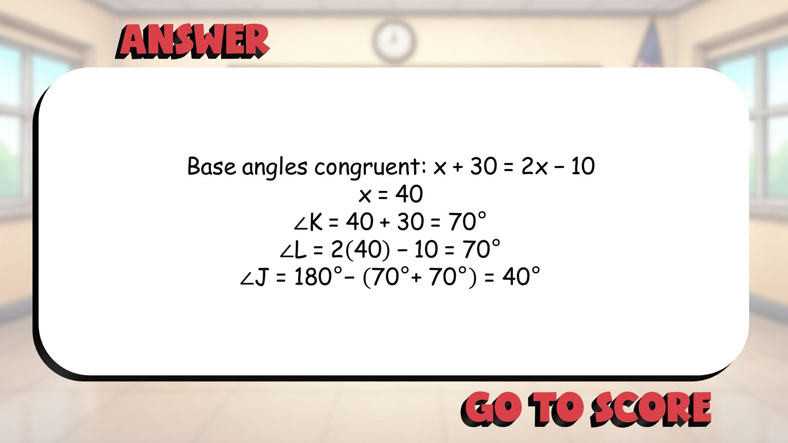 Isosceles Triangle Theorem BIG TERRIBLE GAME - No Prep Geometry Math Review