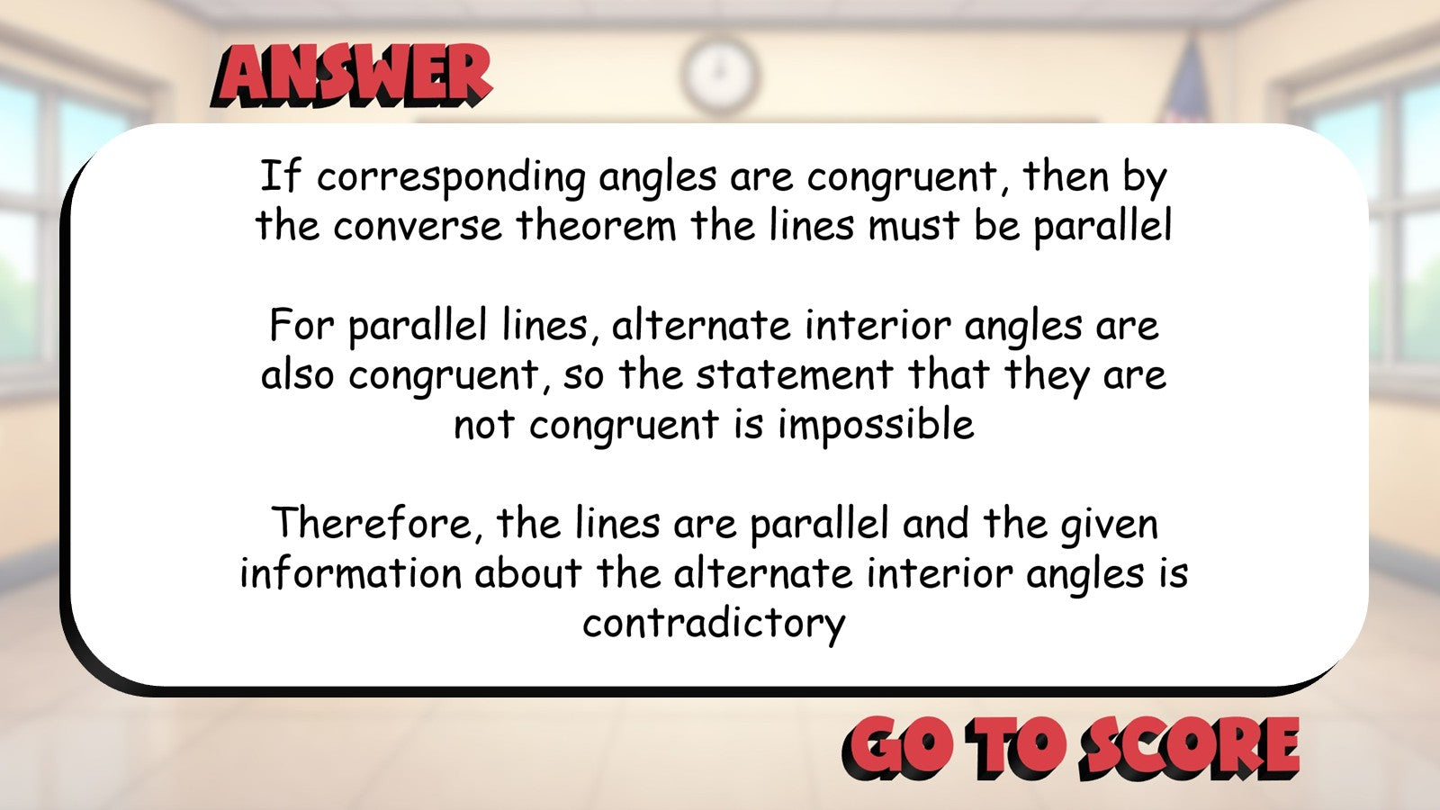 Converse Angle Theorems BIG TERRIBLE GAME - No Prep Geometry Math Review