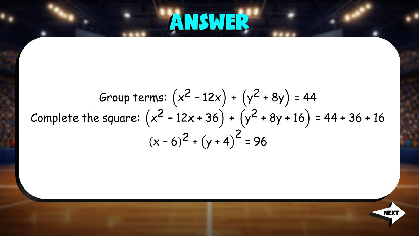 Completing the Square for Circles TRASHKETBALL Math Game - No Prep Algebra 2