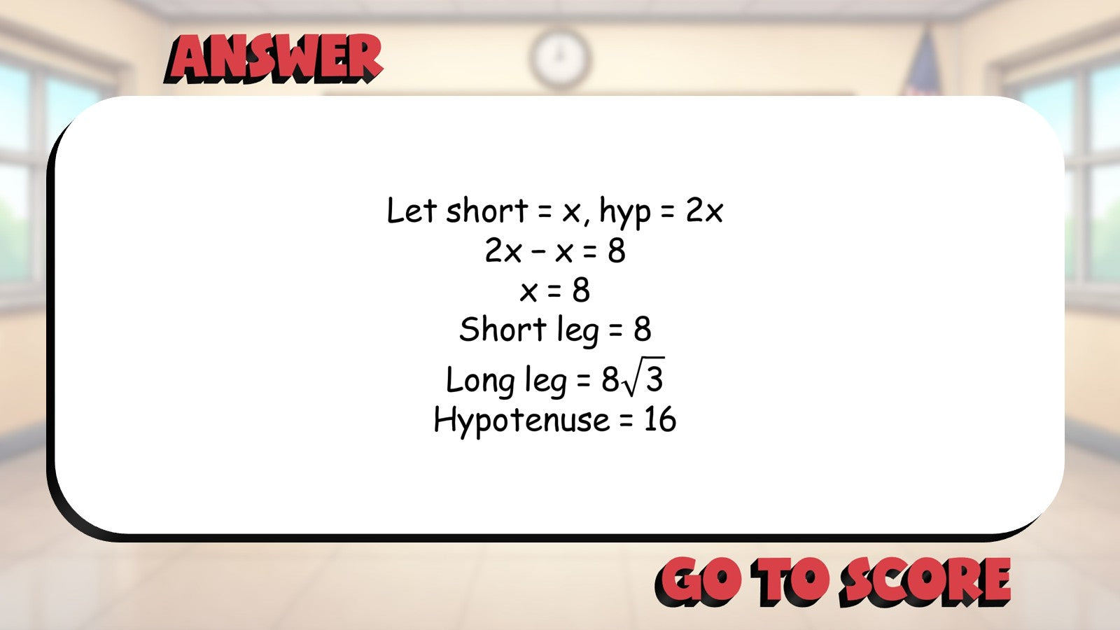 30 60 90 Triangle BIG TERRIBLE GAME - No Prep Geometry Math Review Activity