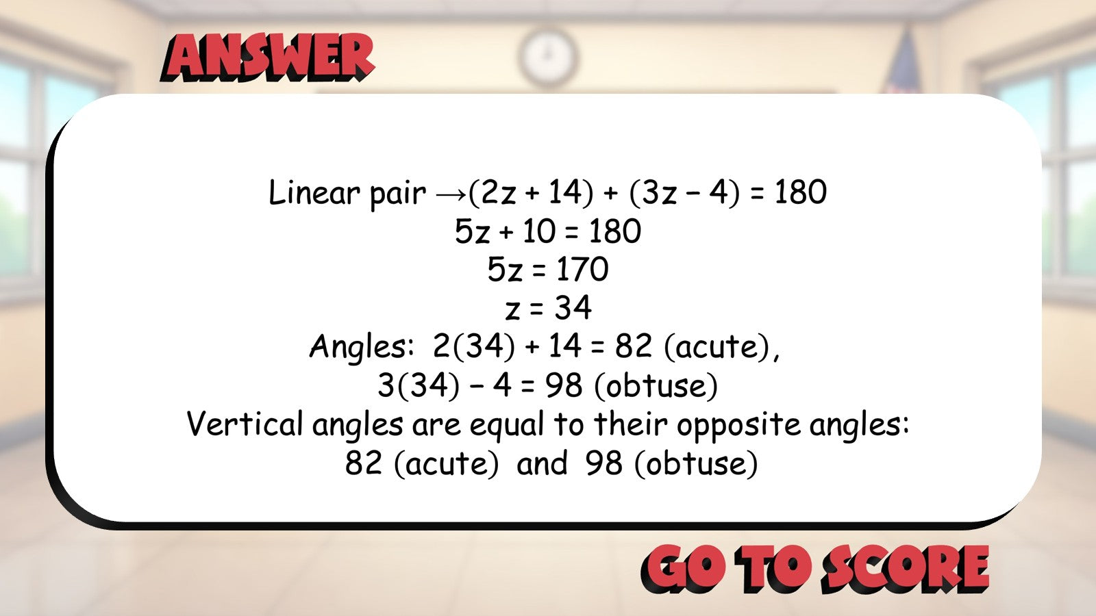 Angle Types BIG TERRIBLE GAME - No Prep Geometry Math Review Activity