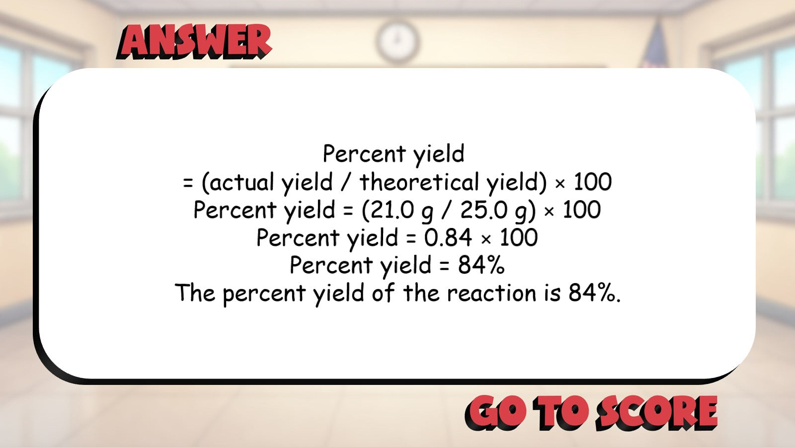 Percent Yield & Reaction Efficiency BIG TERRIBLE GAME - Chemistry Science Review