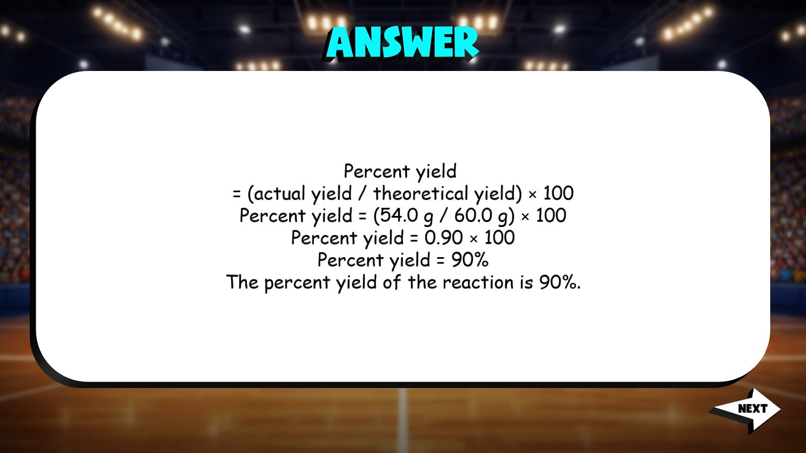 Percent Yield & Reaction Efficiency TRASHKETBALL Science Game - Chemistry