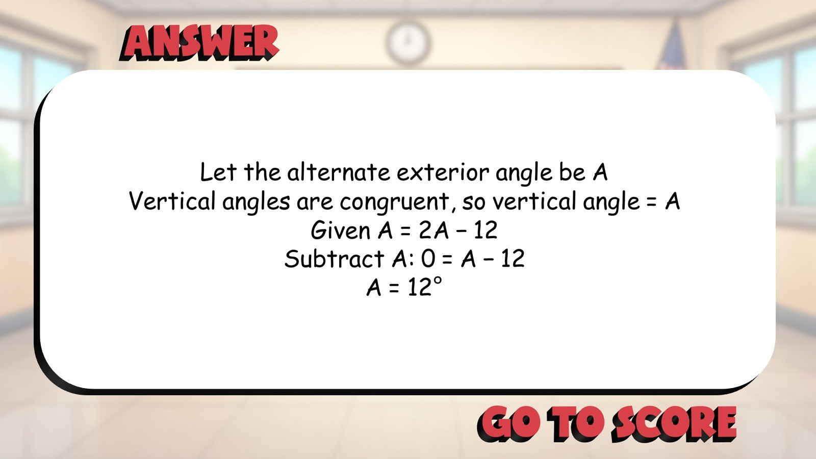 Alternate Exterior Angles BIG TERRIBLE GAME - No Prep Geometry Math Review