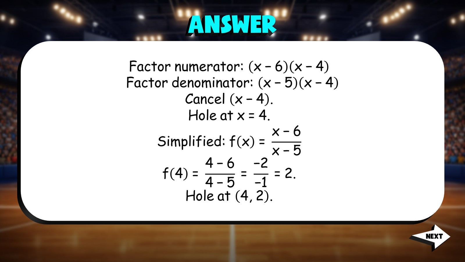 Holes in Rational Functions TRASHKETBALL Math Game - No Prep Algebra 2 Review