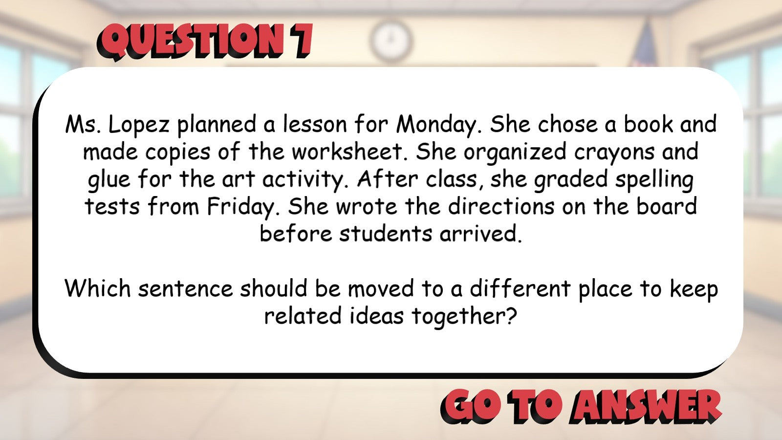 Identify Logical Grouping of Ideas BIG TERRIBLE GAME - Grade 5 ELA Review