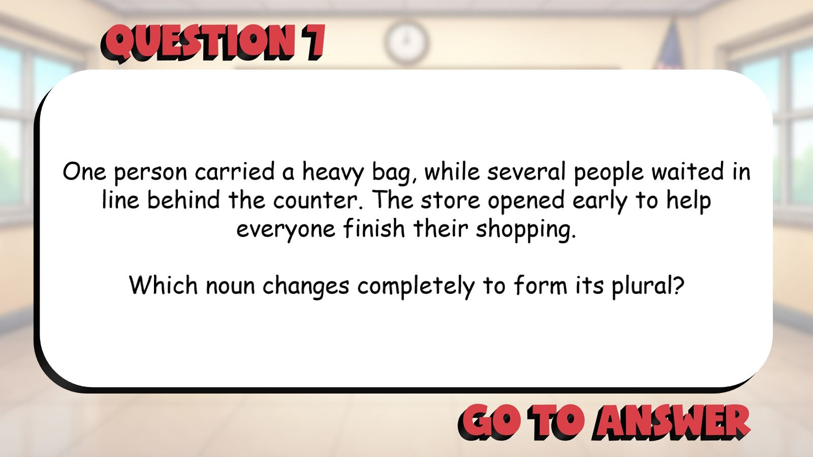 Identify Singular & Plural Nouns BIG TERRIBLE GAME - No Prep Grade 3 ELA Review