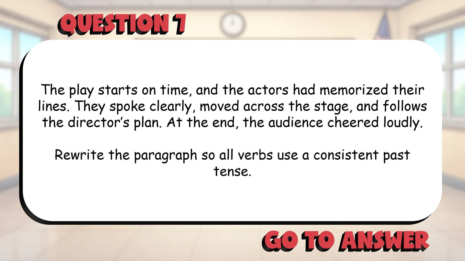 Use Verb Tense Consistency & Perfect Tenses BIG TERRIBLE GAME - Grade 5 ELA