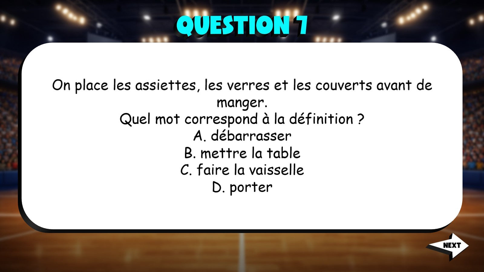 Match the Definition - Chores at Home TRASHKETBALL French Game - No Prep