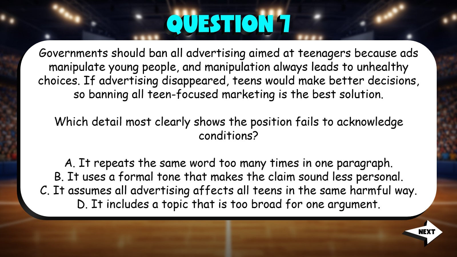 Evaluate the Scope & Limits of a Position TRASHKETBALL ELA Game - Grade 11
