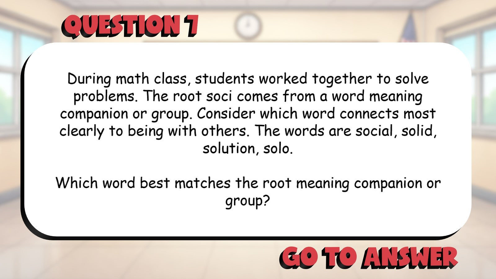 Words That Match a Given Root Meaning BIG TERRIBLE GAME - Grade 4 ELA Review