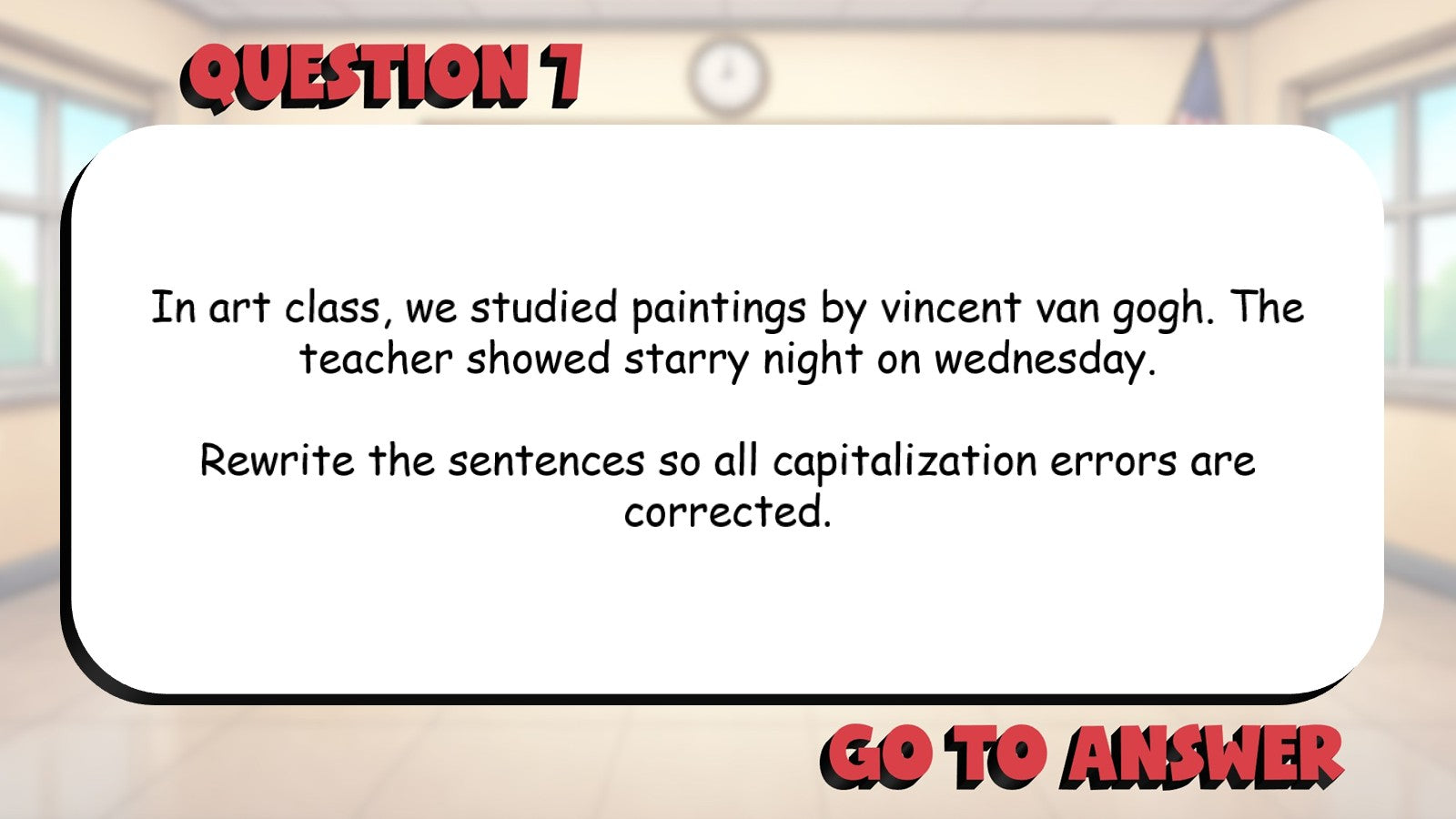 Identify Capitalization Errors BIG TERRIBLE GAME - No Prep Grade 4 ELA Review