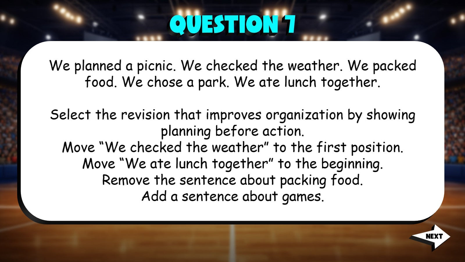 Writing for Clarity Organization & Word Choice TRASHKETBALL ELA Game - Grade 4