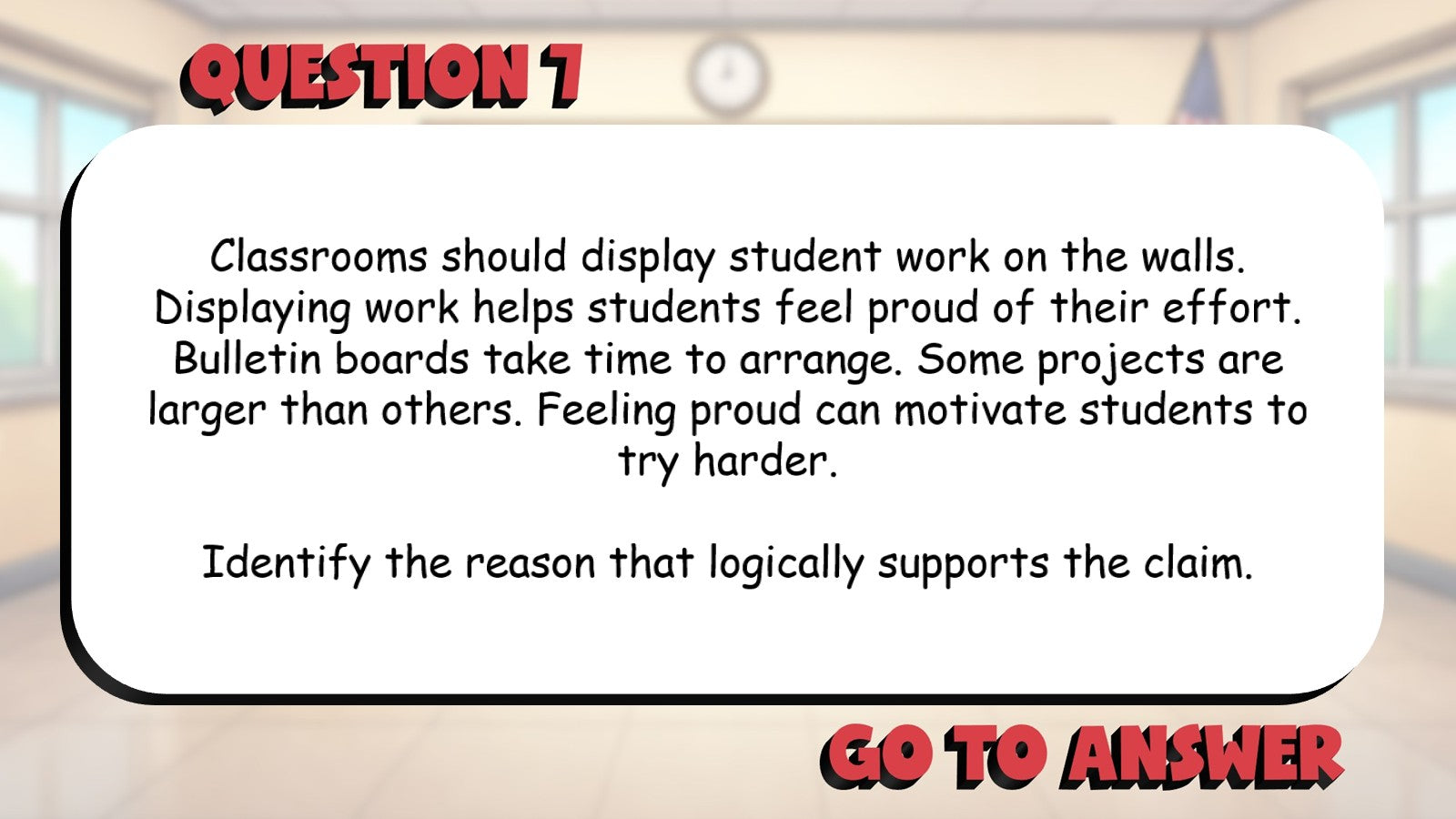 Identify Reasons That Support a Logic Claim BIG TERRIBLE GAME - Grade 5 ELA